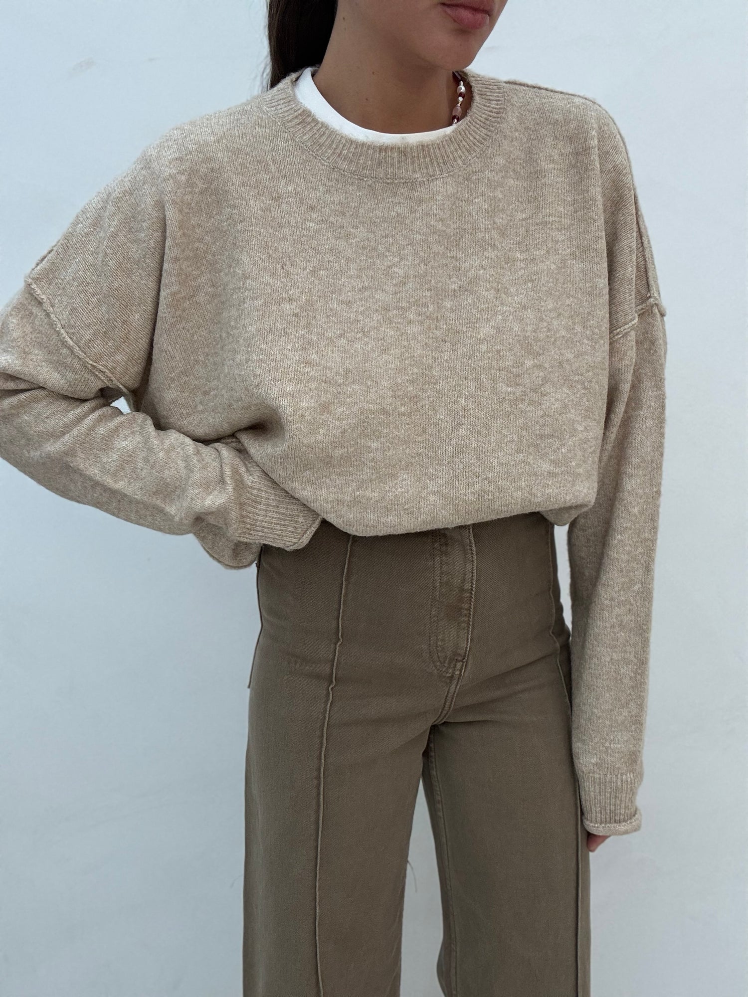 Maglione ‘BASIC CUCITURE INVERSE’ Beige