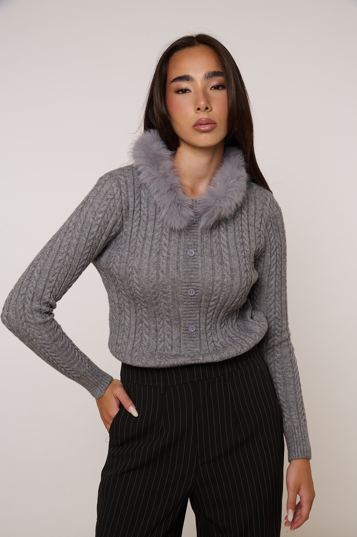 Maglione ‘FINTO CARDIGAN’ Grigio