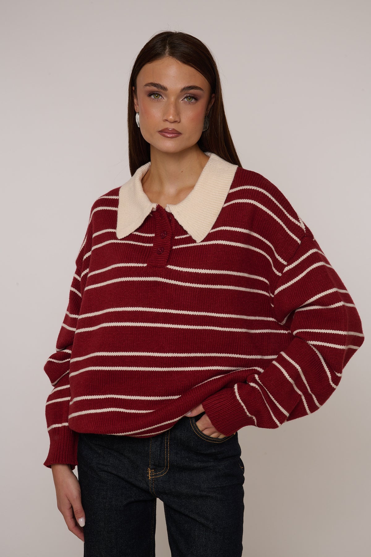 Maglione/Polo ‘RIGHE’ Bordeaux