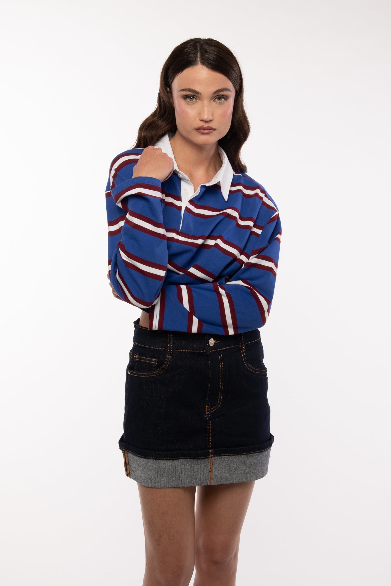 Maglia/Polo ‘CRYSTAL 95%COTONE’ righe Blu e Bordeaux