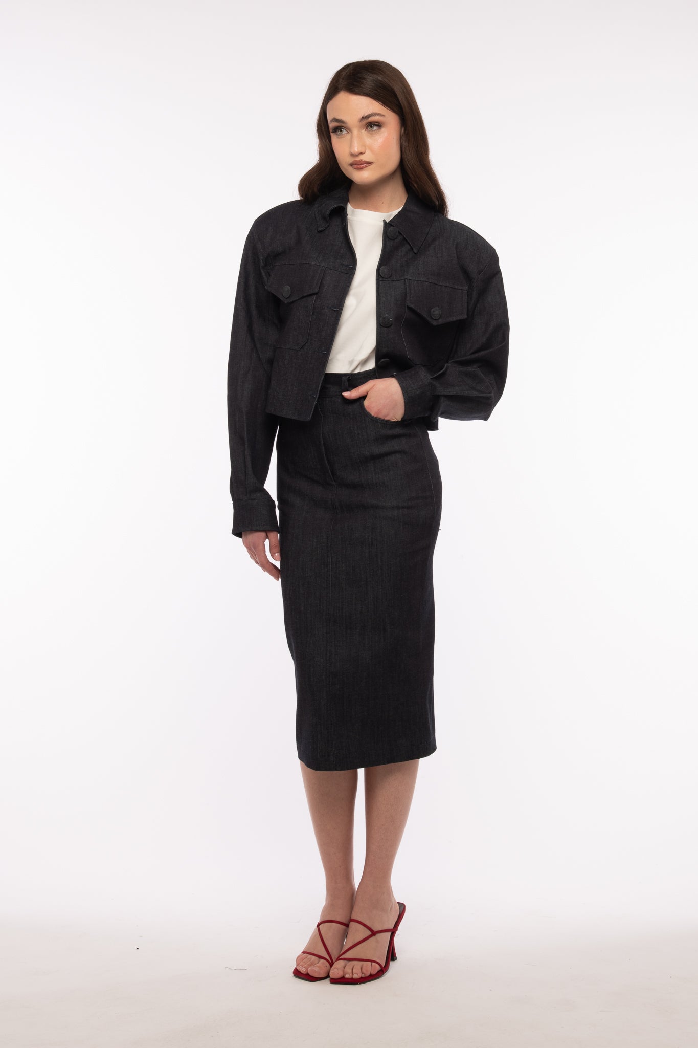 Gonna Longuette 3&33 ‘EFFETTO DENIM’