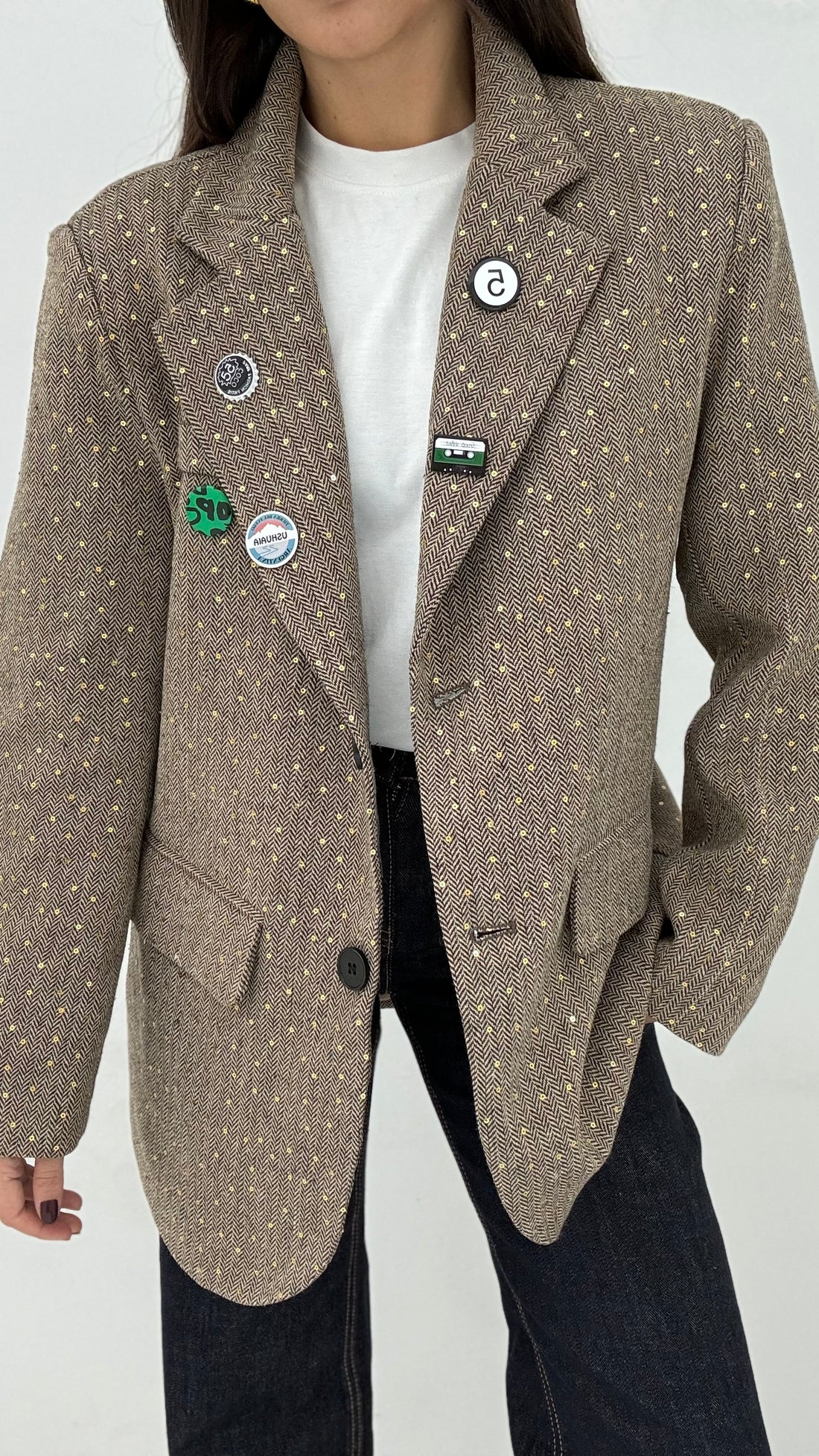 Blazer ‘SPILLE E PAILLETTES’ spigato Cacao