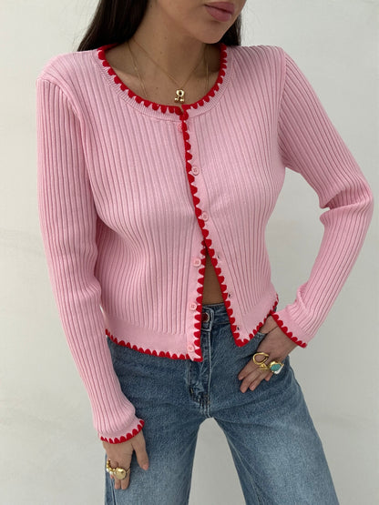 Cardigan ‘ROSA RICAMI ROSSI’