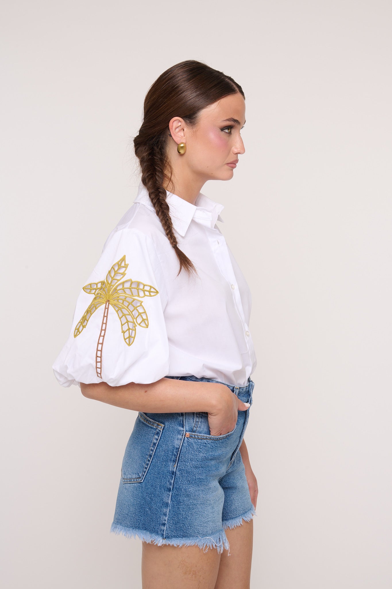 Camicia ‘100% COTONE’ con Palme Bianca