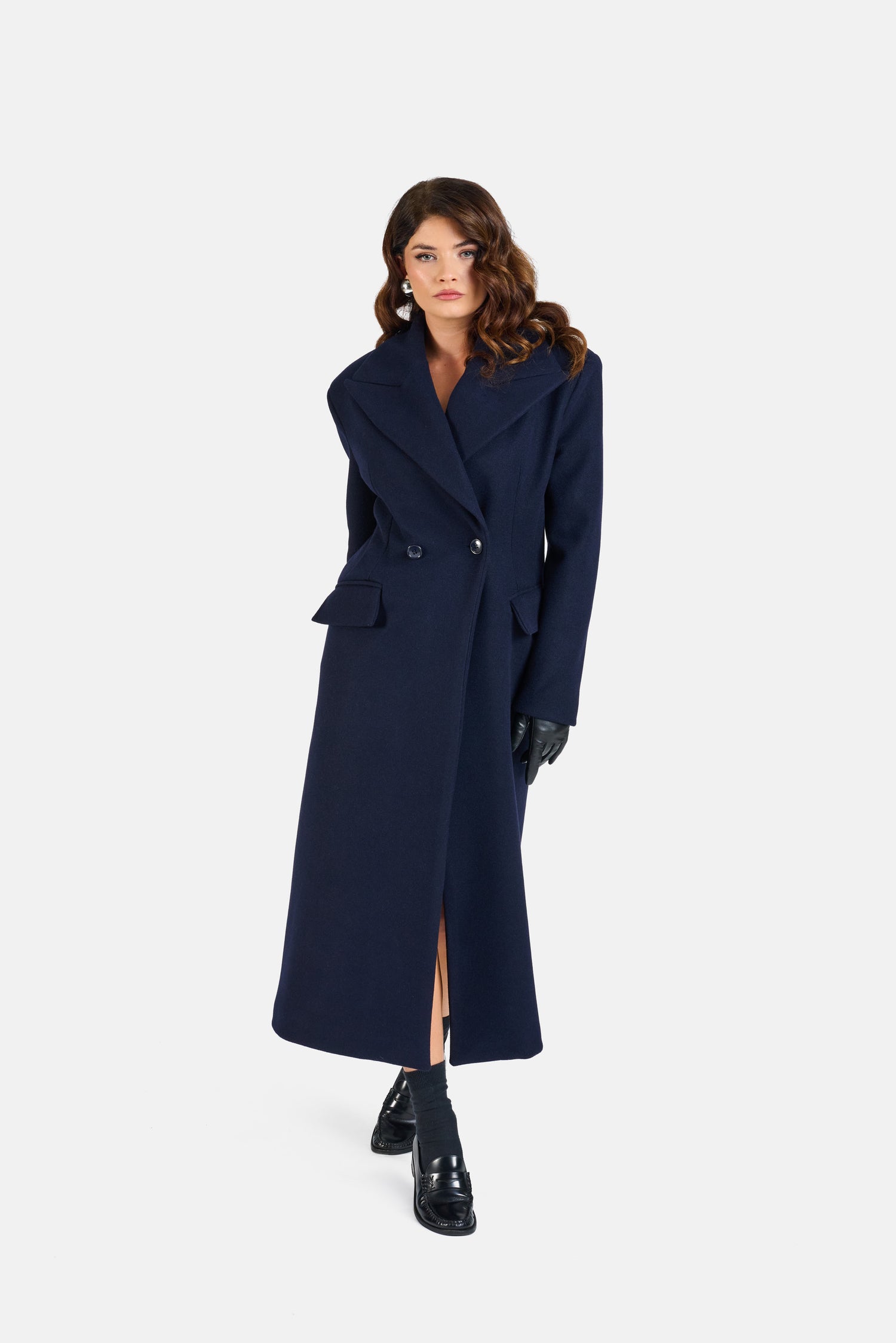 Cappotto ‘MAXI SPALLINE 3&33’ Blu notte