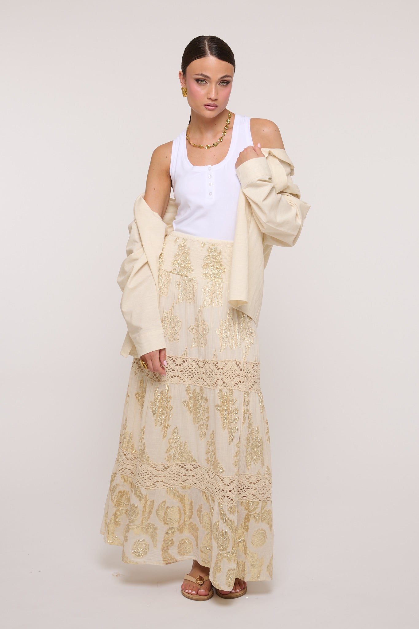 Gonna ‘100% COTONE’ Indiano Beige
