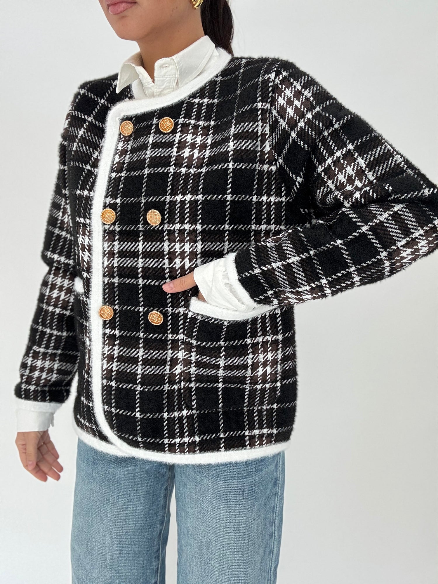 Cardigan ‘QUADRONI’ Base Nero