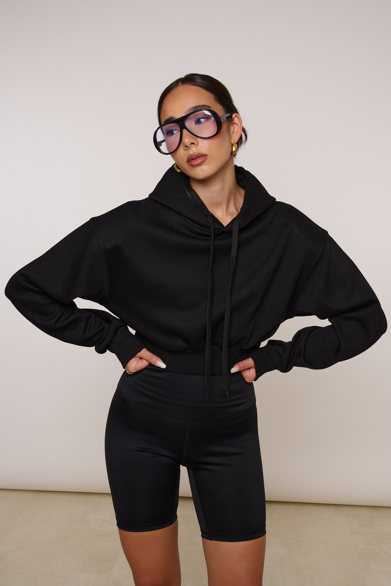 Felpa Crop ‘100%COTONE’ Nera