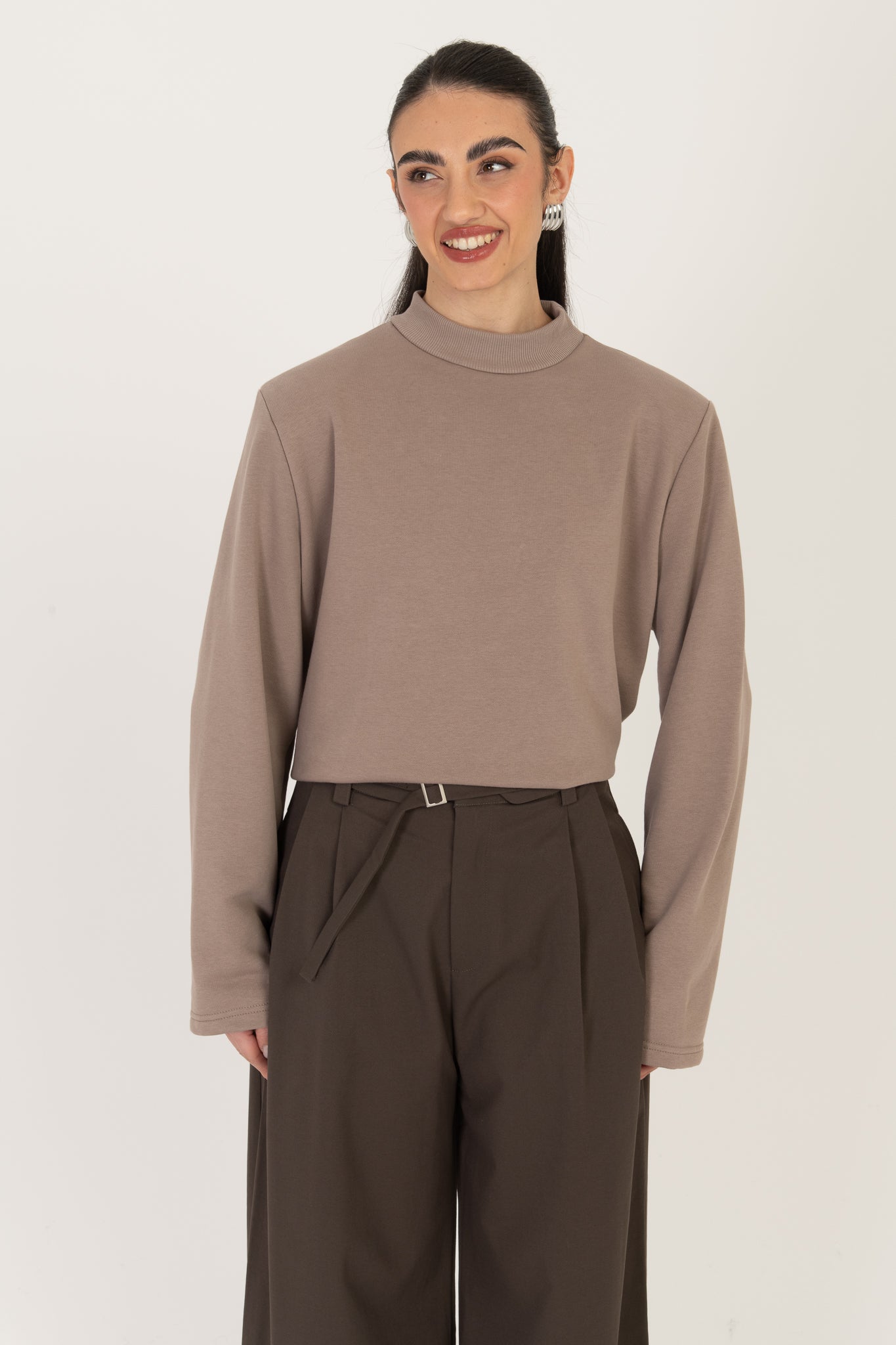 Felpa ‘MEZZO COLLO CON SPALLINE’ Fango