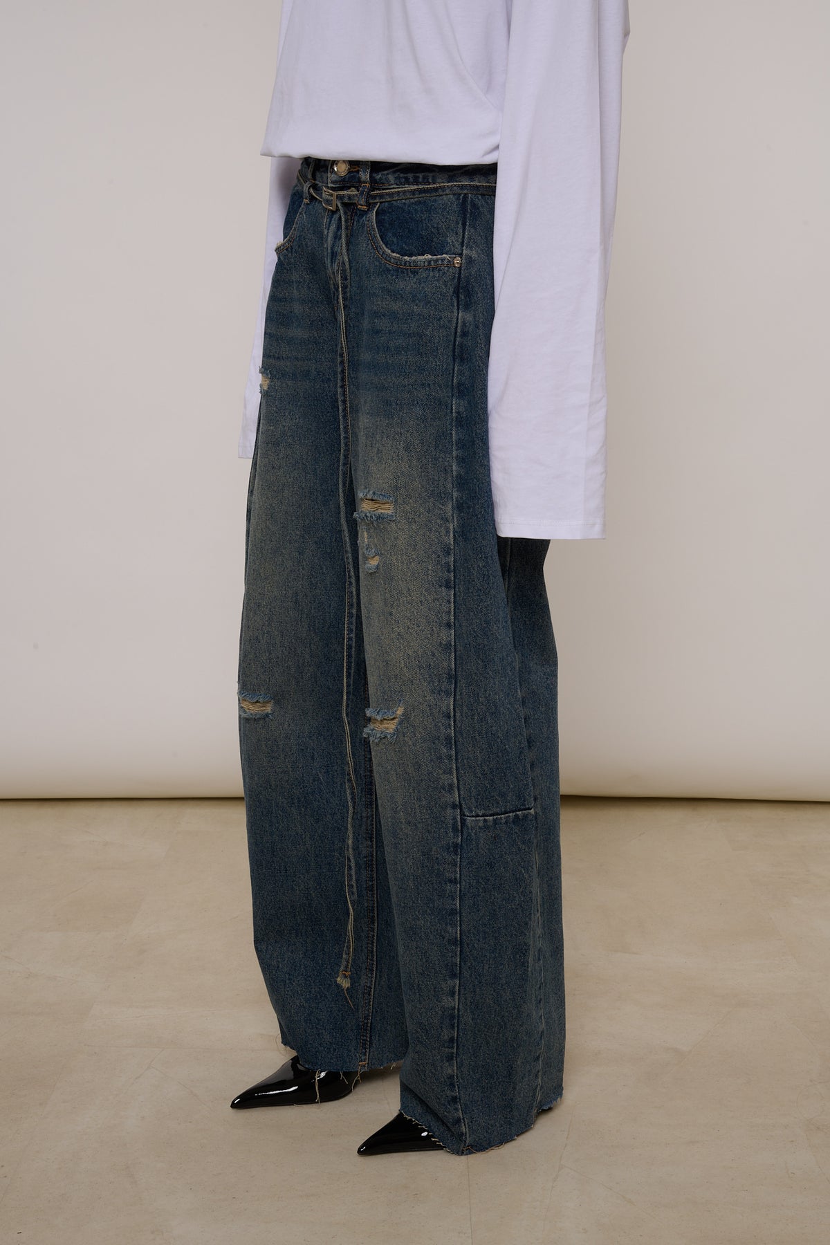 Jeans ‘BAGGY’ con laccetto Denim scuro