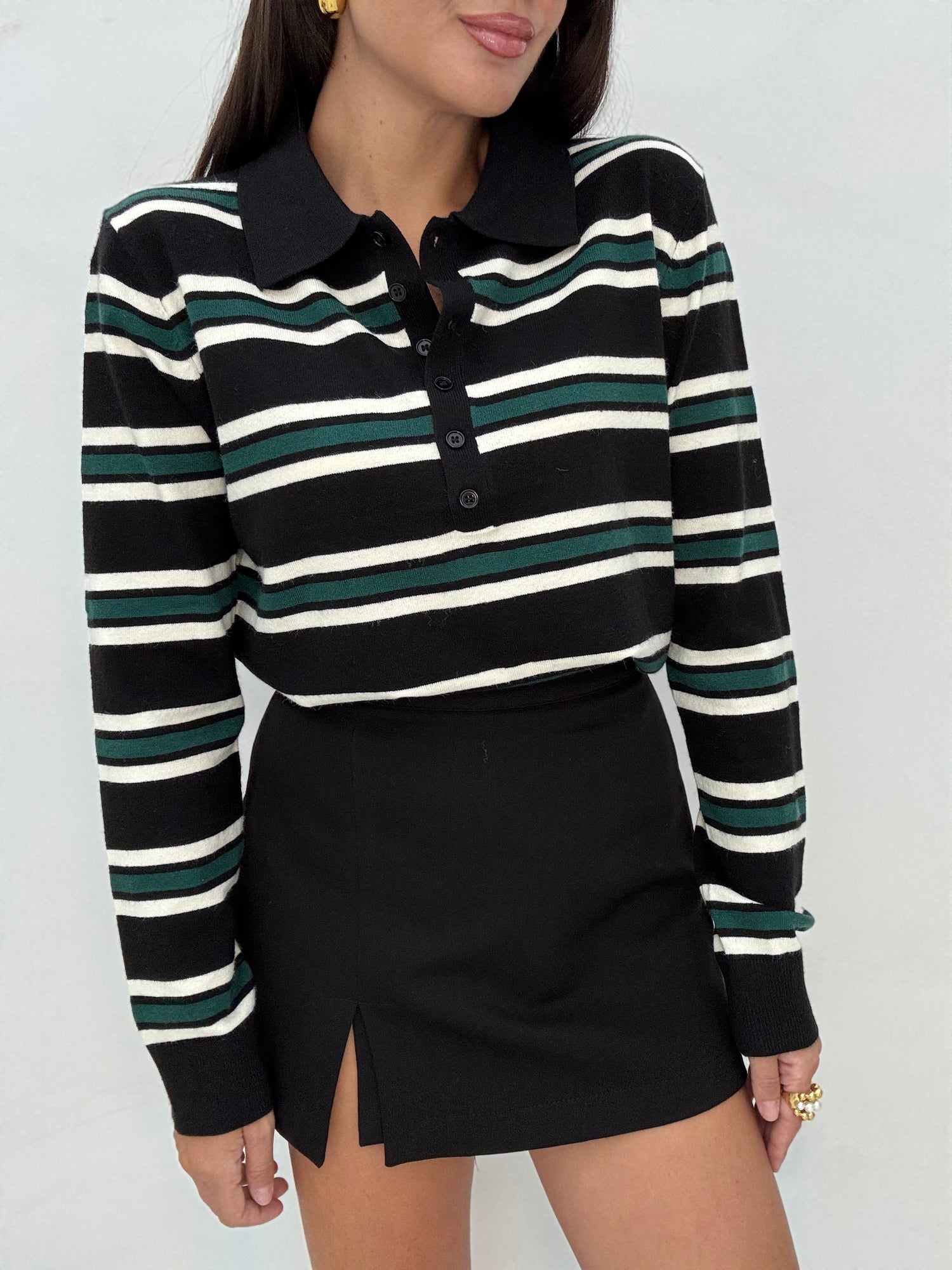 Maglia/Polo ‘RIGHE’ Nero e Verde