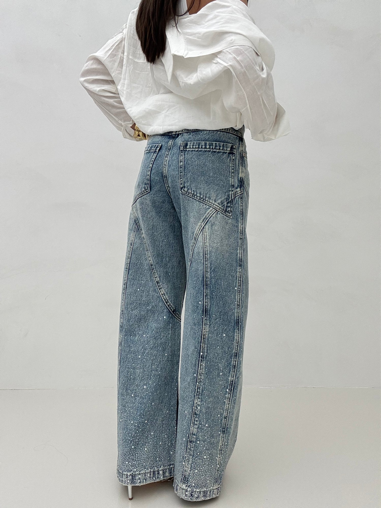 Jeans ‘CUCITURE E STRASS’ Denim Chiaro