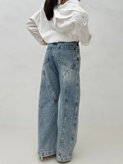 Jeans ‘CUCITURE E STRASS’ Denim Chiaro