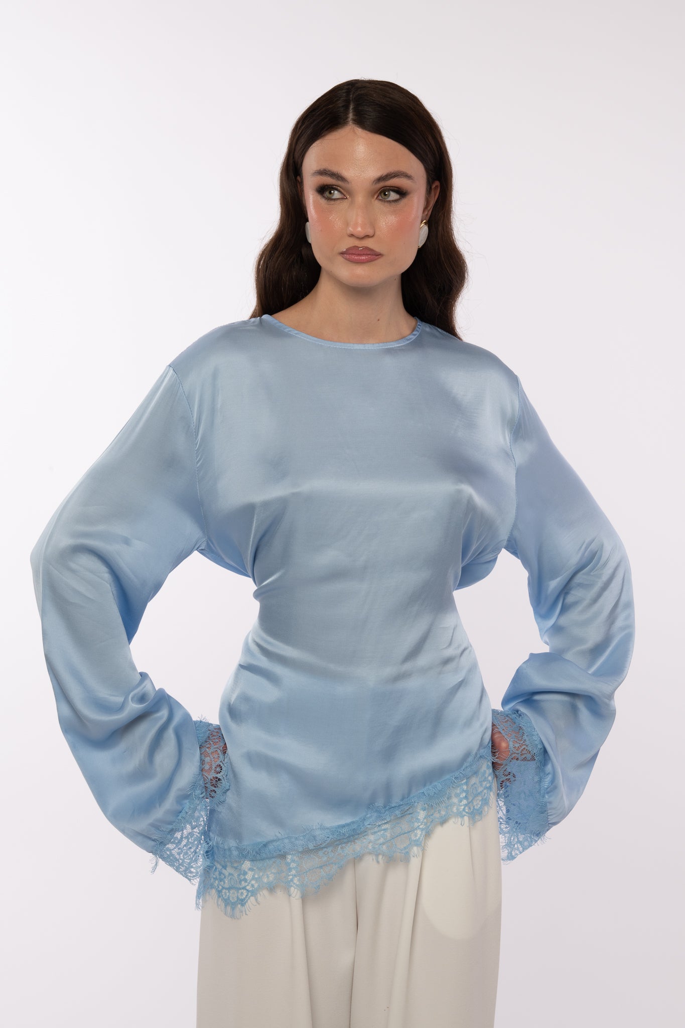 Maglia ‘SIMIL RASO IN PIZZO’ Azzurra