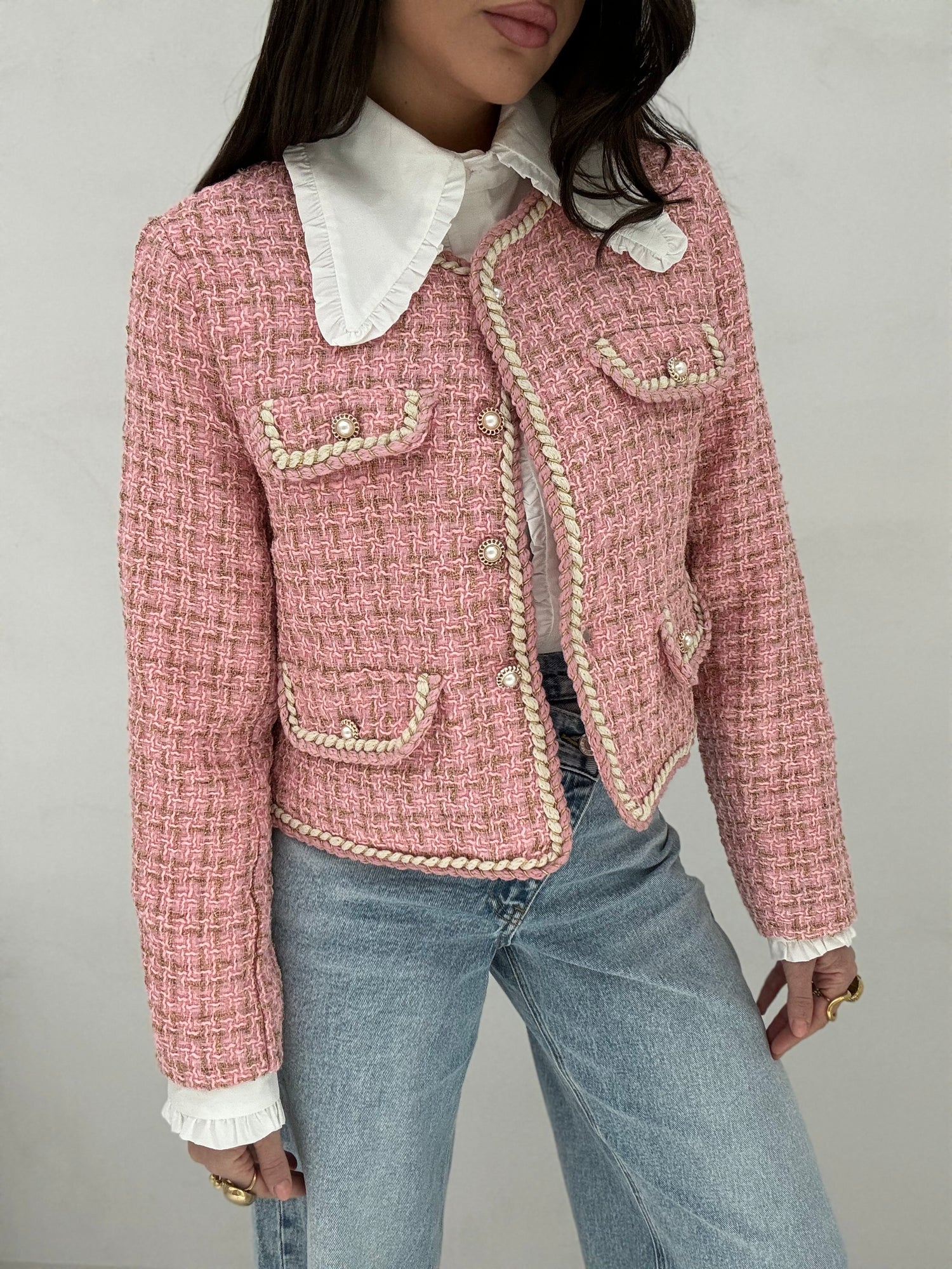 Blazer ‘CORDINO’ in tweed 65%COTONE’ Rosa