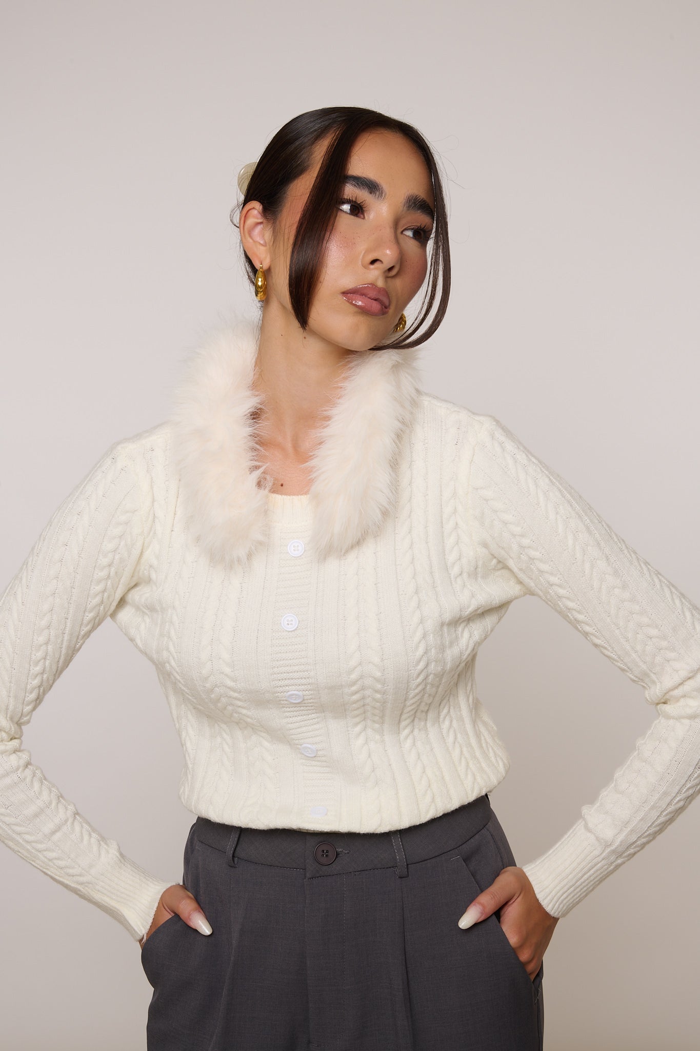 Maglione ‘FINTO CARDIGAN’ Bianco