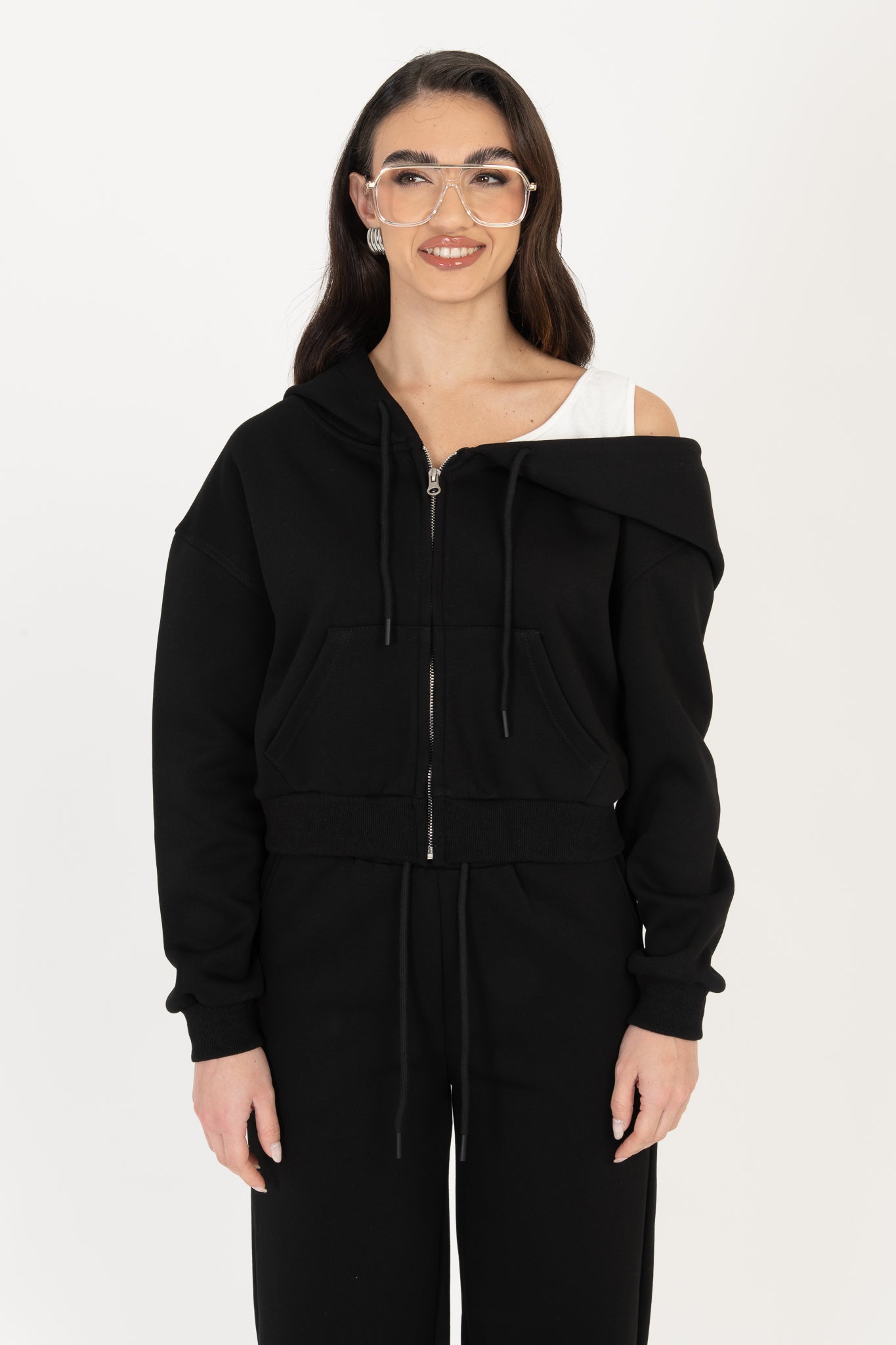 Coordinato tuta ‘FINTA CANOTTA’ 65%COTONE Nero