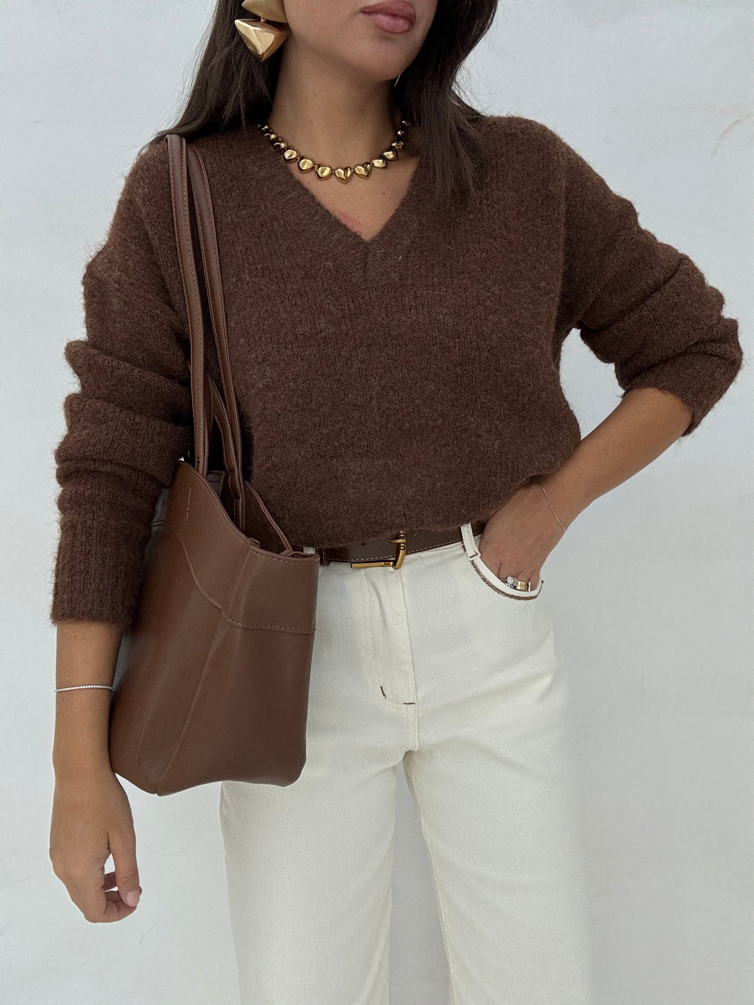 Maglione ‘SCOLLO A V’ Cacao