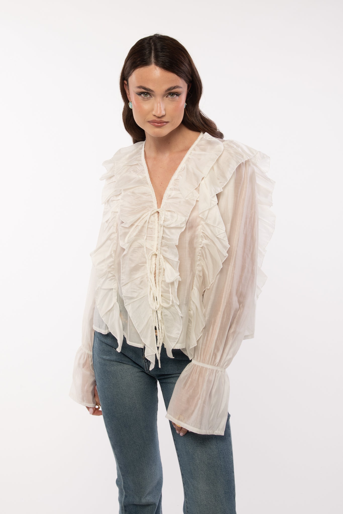 Camicia ‘ROUCHES E LACCETTI’ Bianca