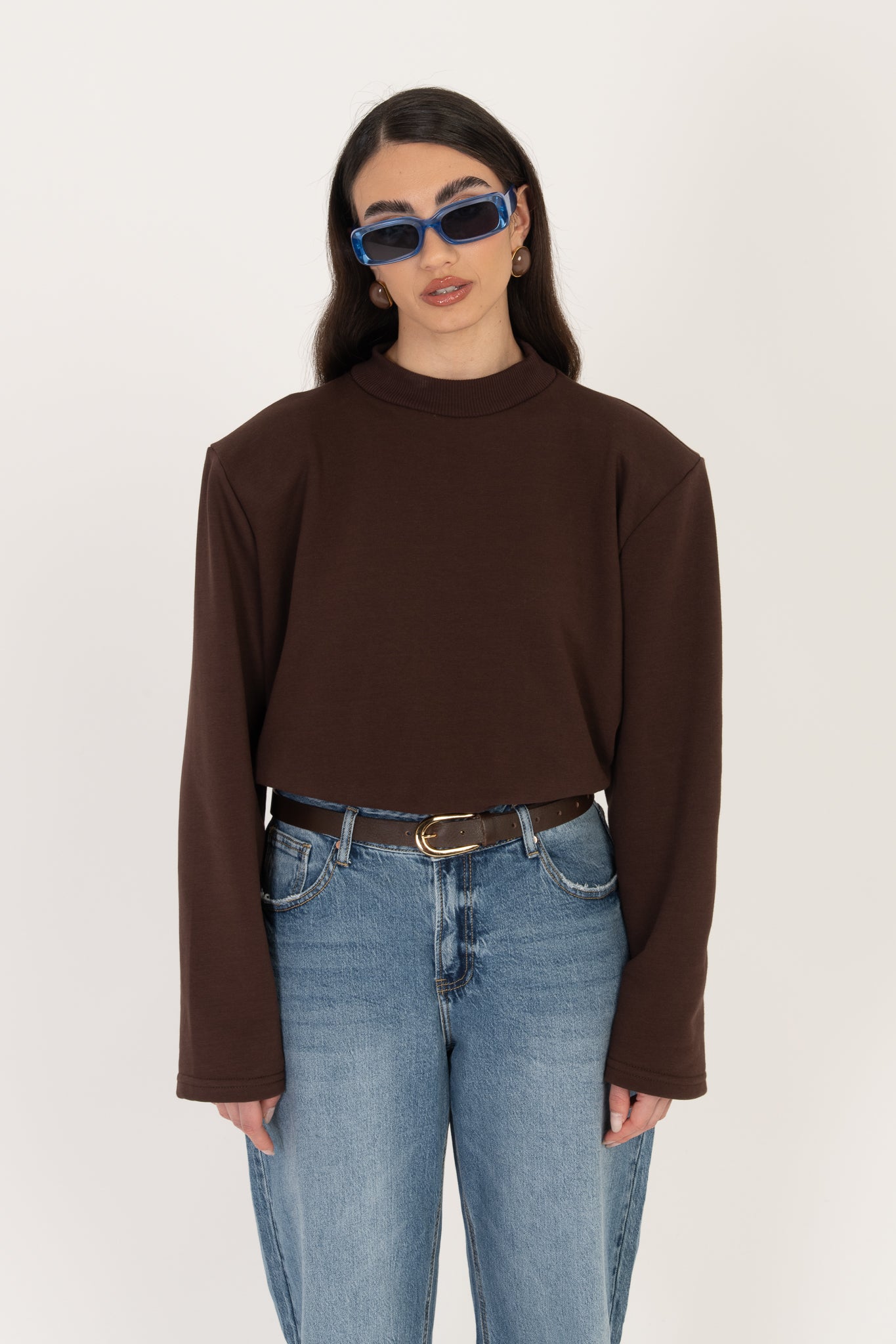 Felpa ‘MEZZO COLLO CON SPALLINE’ Cacao