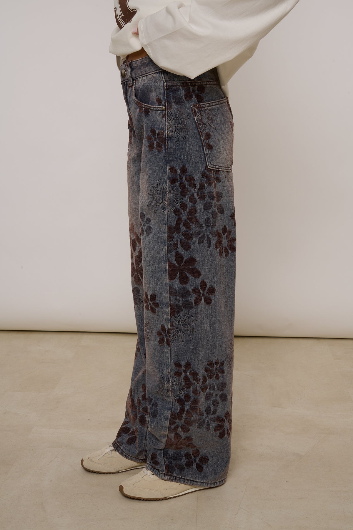 Jeans ‘MINI FIORI CACAO IN VELLUTO’