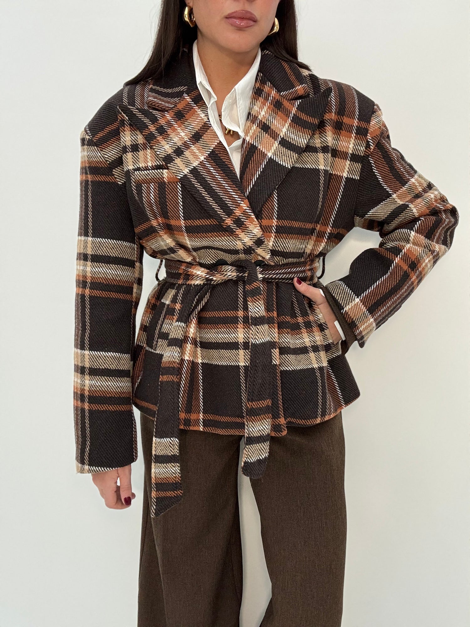 Cappotto Corto ‘SCOZZESE’ BY LUMINA Cacao e Senape