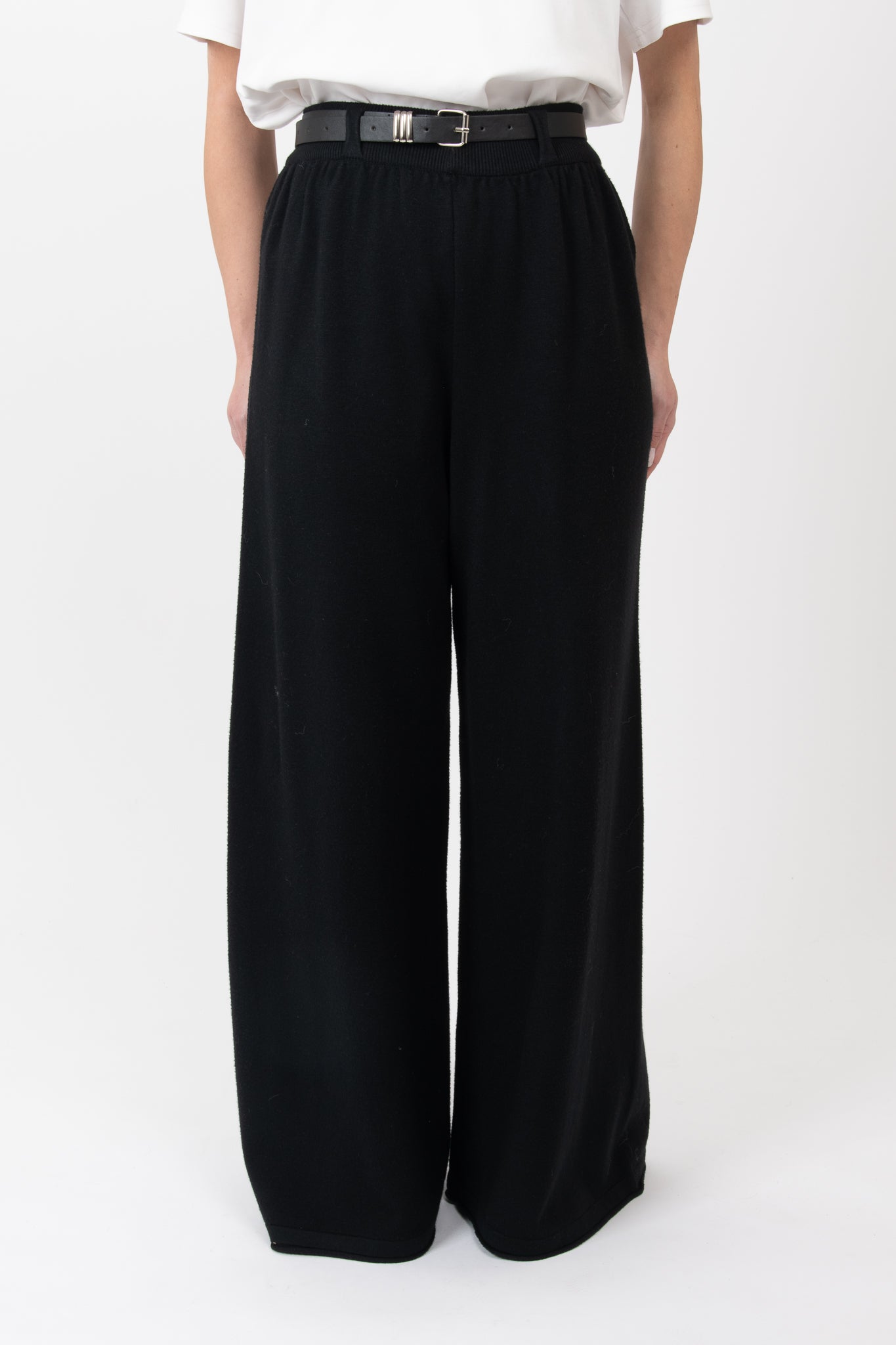 Pantalone ‘LANA RASATA’ con cintura Nero