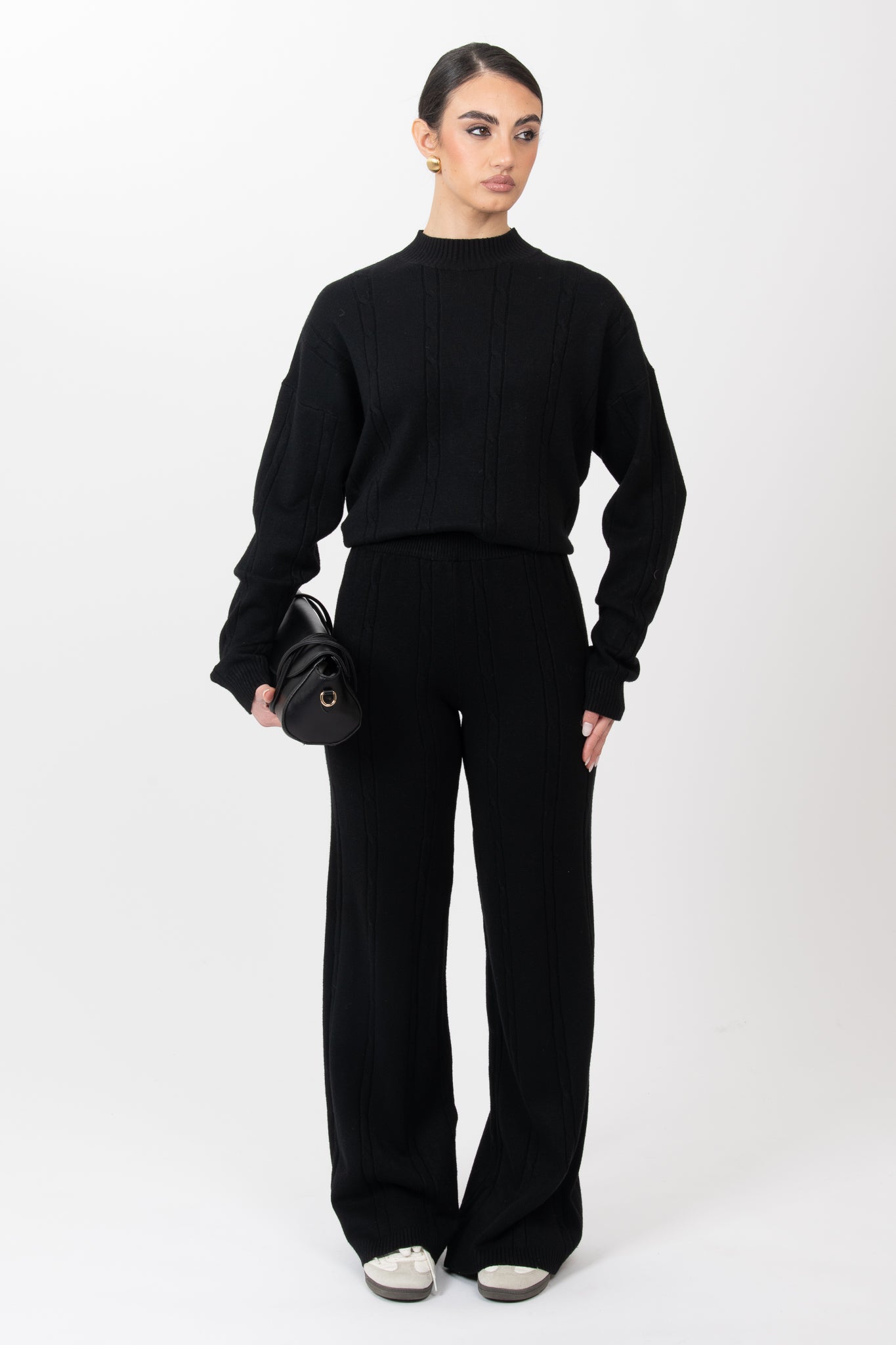 Coordinato ‘TRECCIA LANA RASATA’ Nero