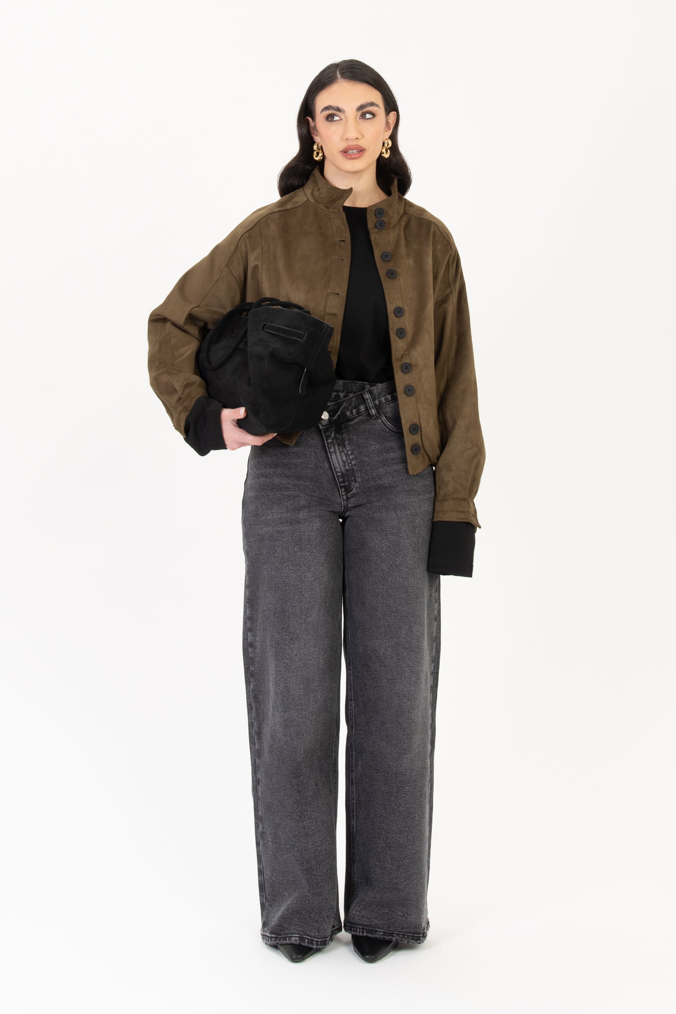 Jeans ‘BOTTONE ASIMMETRICO’ Nero