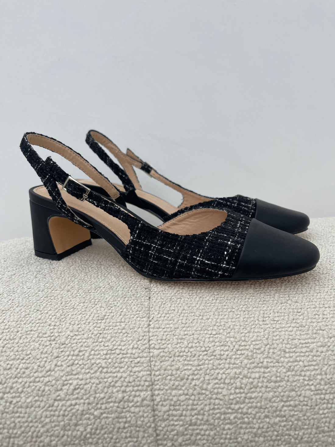 Scarpe ‘GIULIA’ in tweed Nero