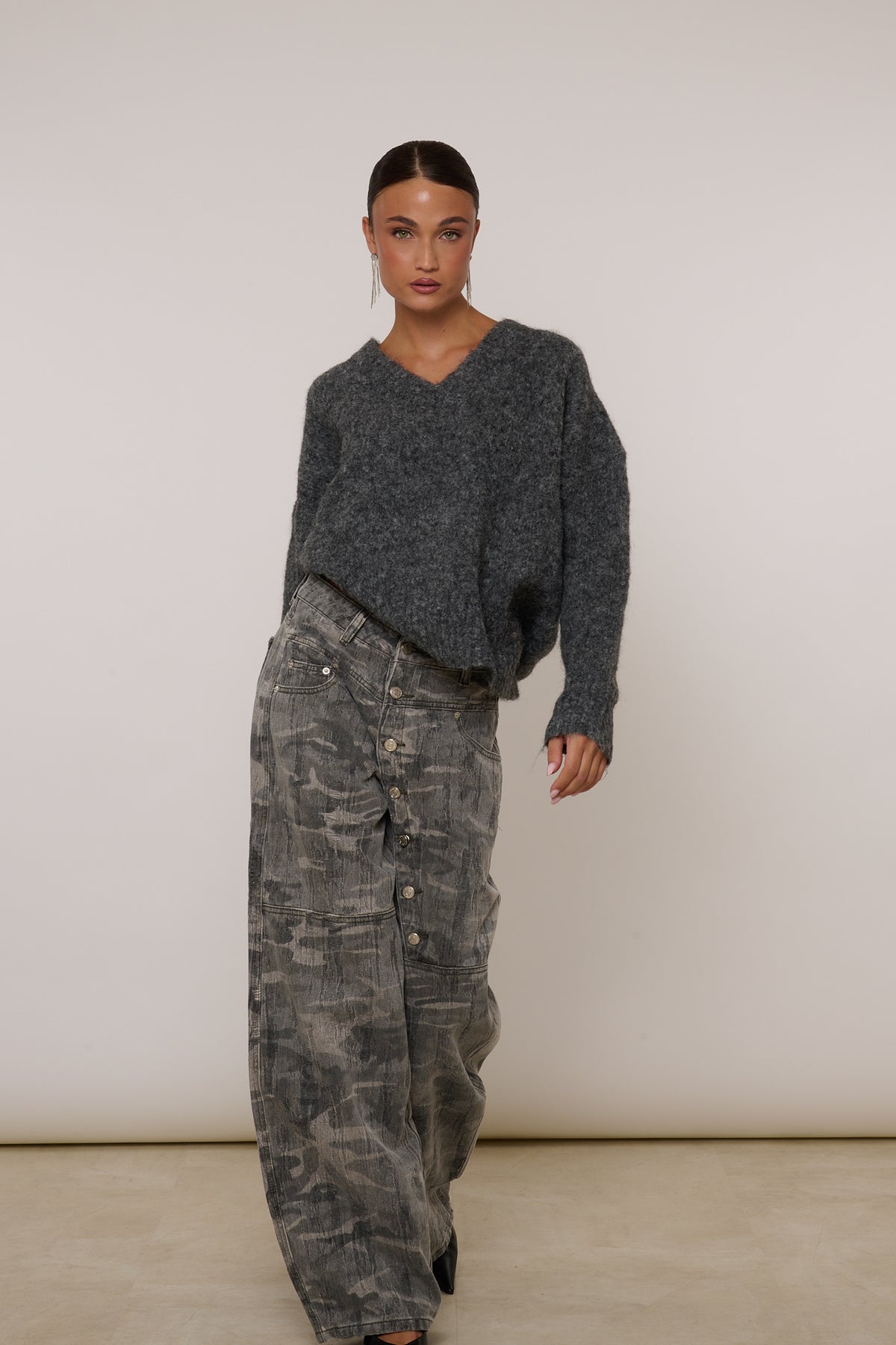 Maglione ‘SCOLLO V’ 5% LANA Grigio