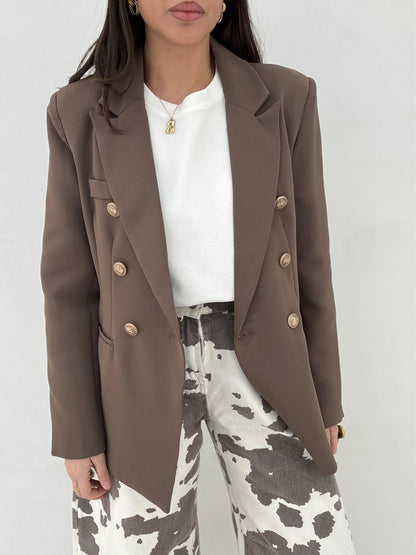 Blazer ‘LION’ bottoni oro Cacao