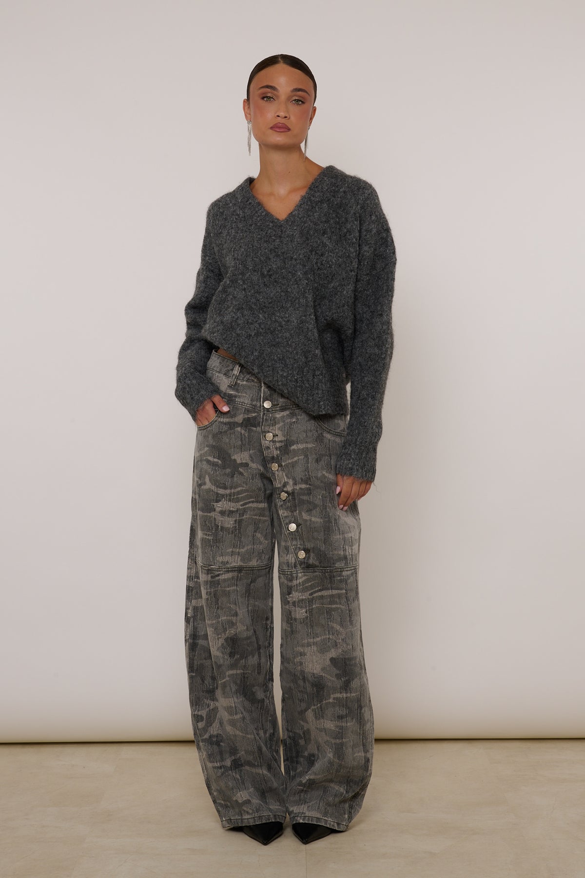 Jeans ‘MULTIBOTTONCINI’ Grigio