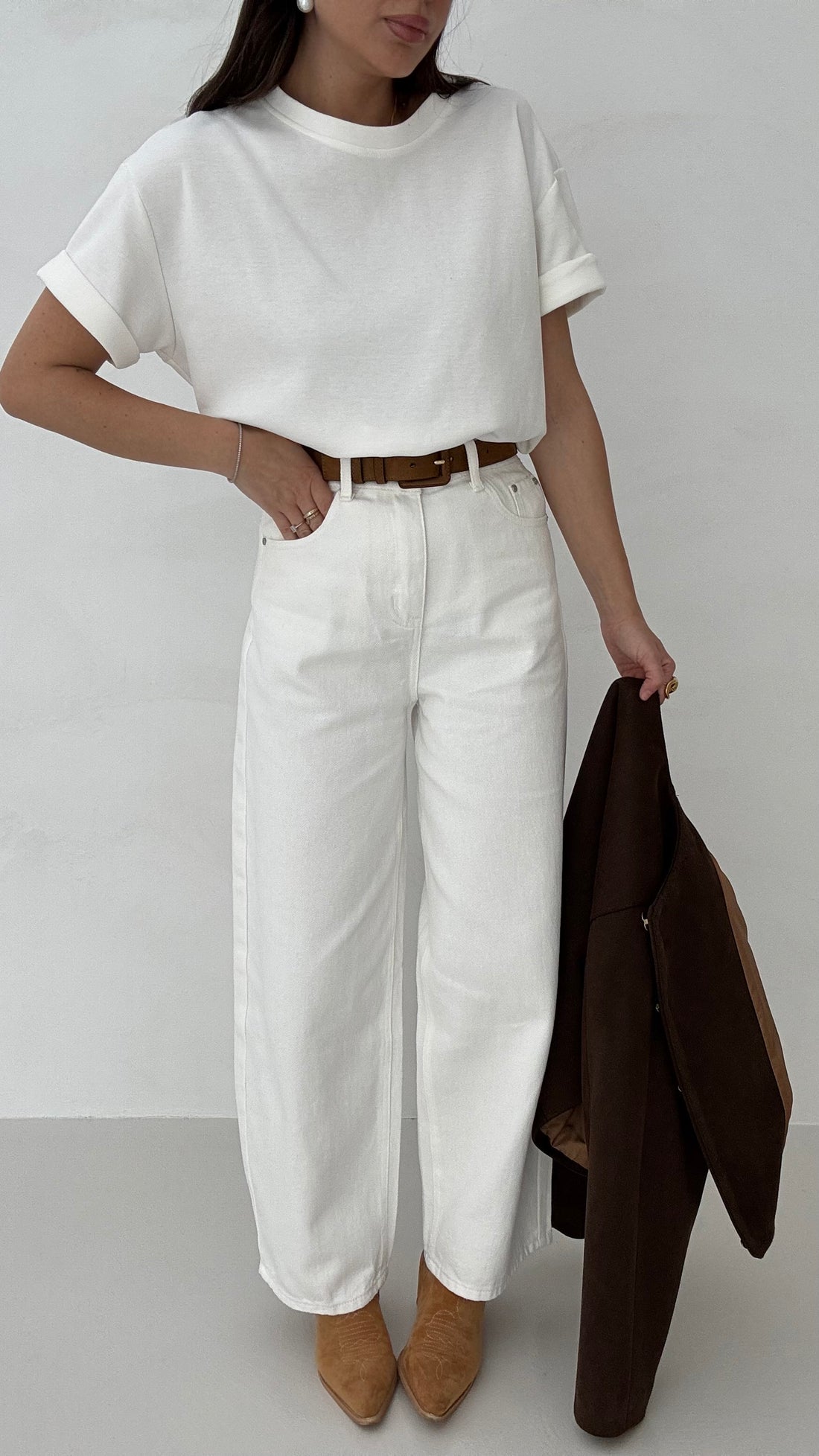 Jeans ‘MOM FIT 100%COTONE’ Bianco