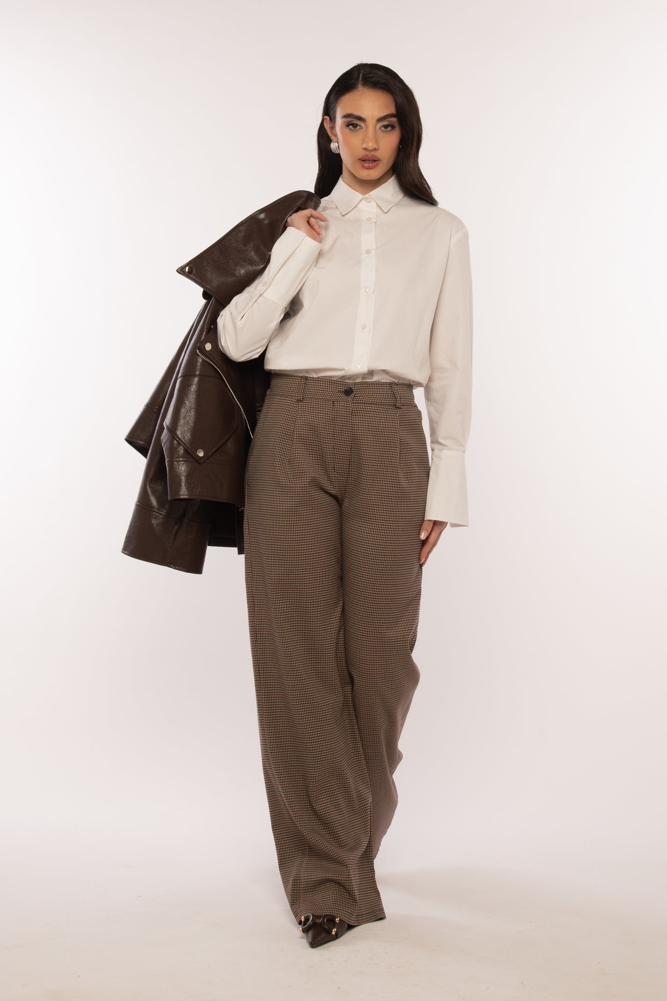 Pantalone ‘PIED DE POULE’ Base Bordeaux e Nera