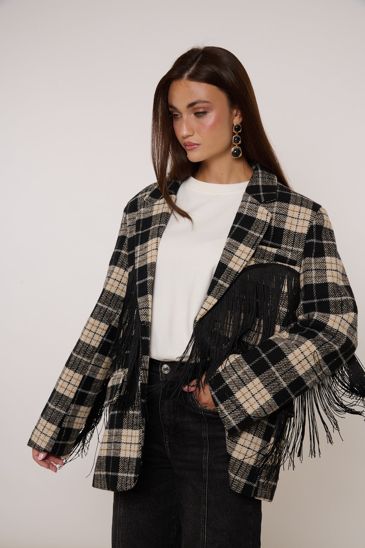 Blazer ‘FRANGE’ By Lumina Quadri Nero