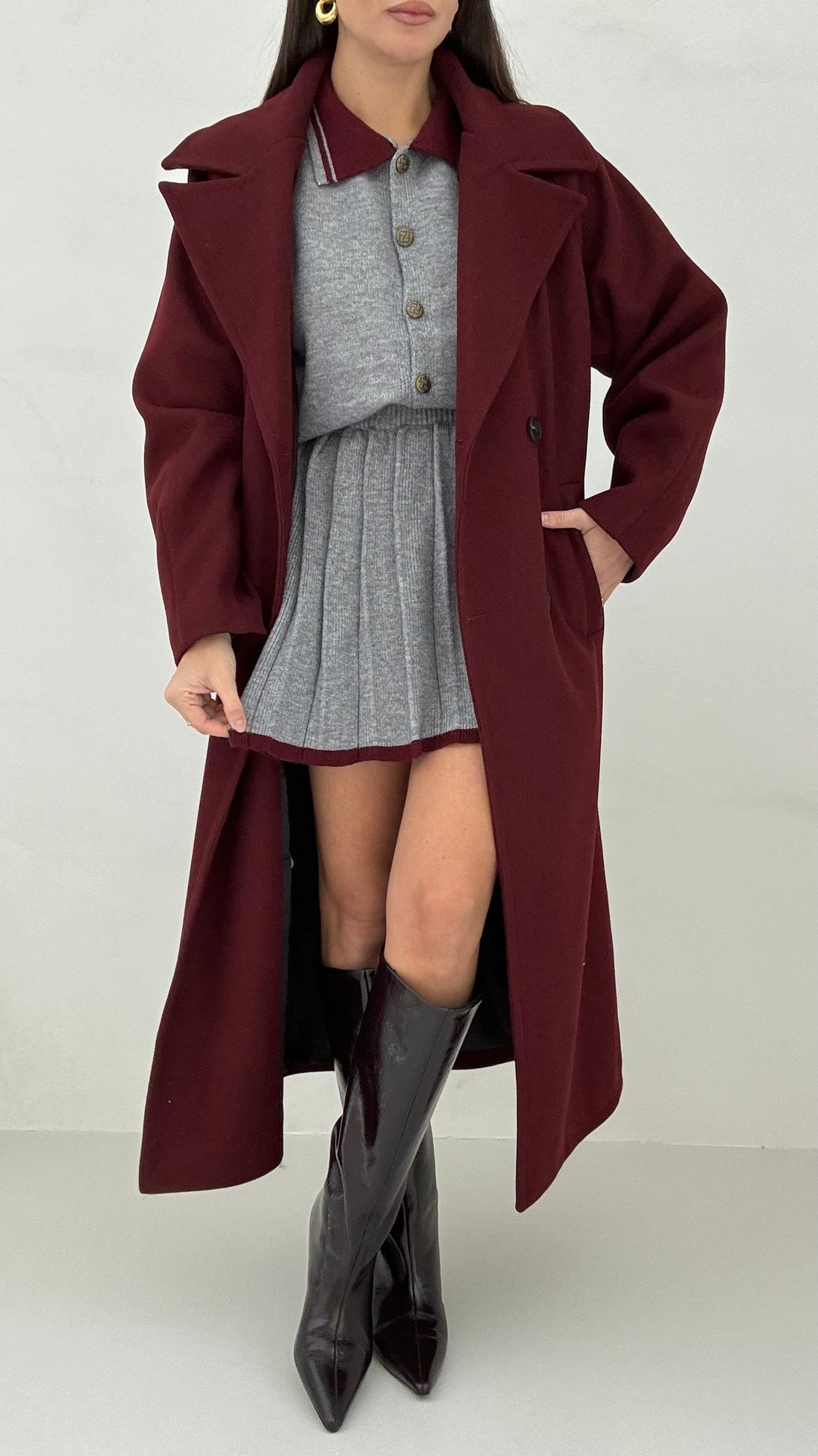 Cappotto 4 bottoni ‘FRANCISCA’ Bordeaux