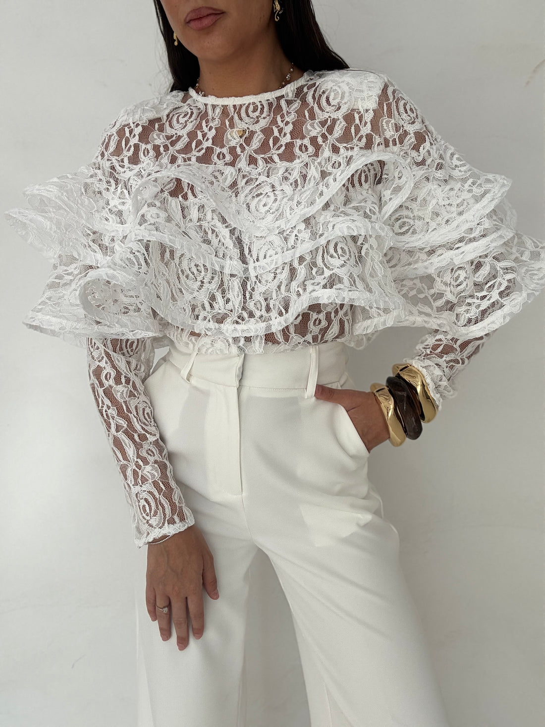Blusa ‘RICAMI E VIOLÁ’ Bianca