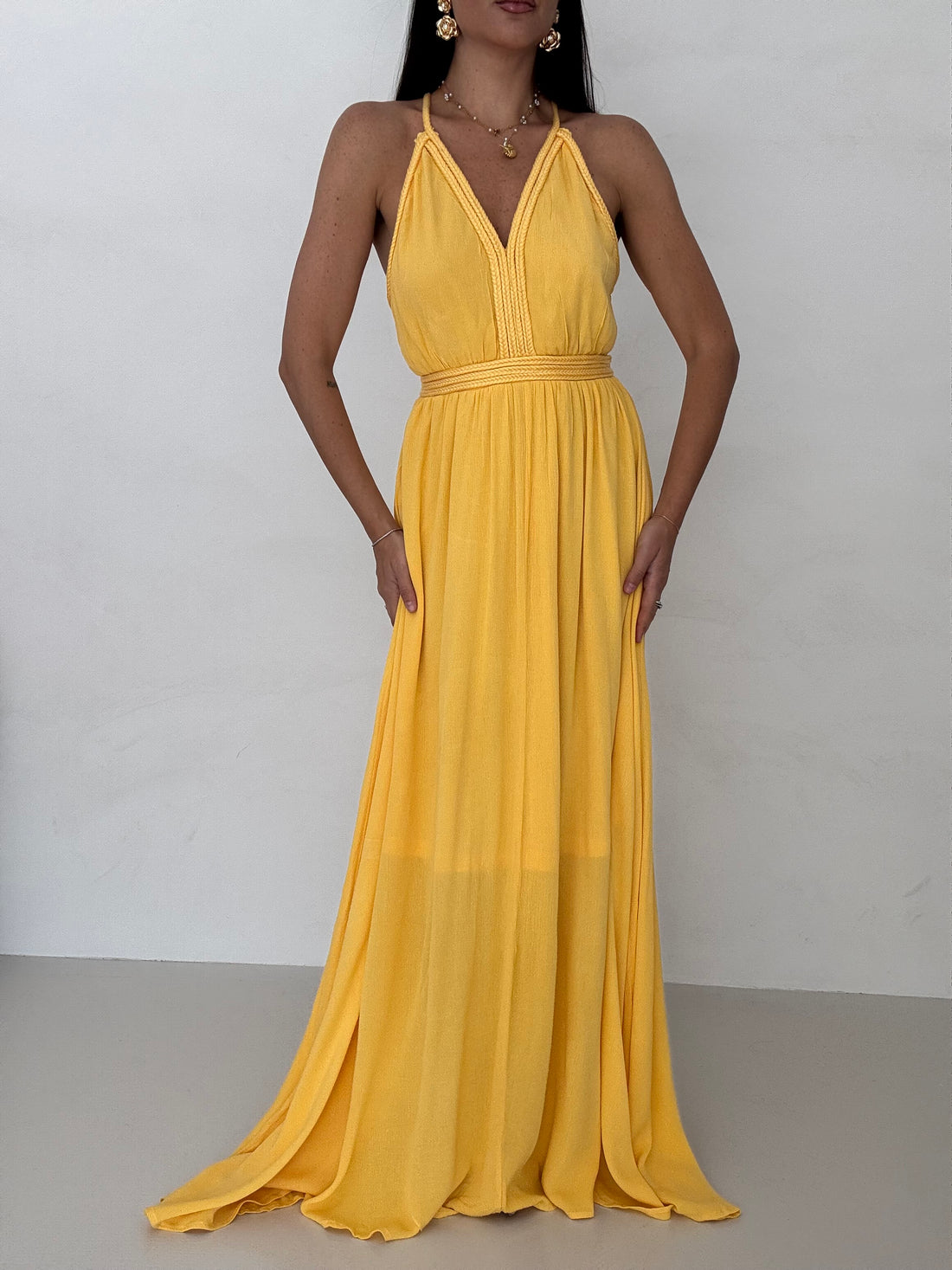 Abito ‘EUPHORIA’ con treccia Giallo