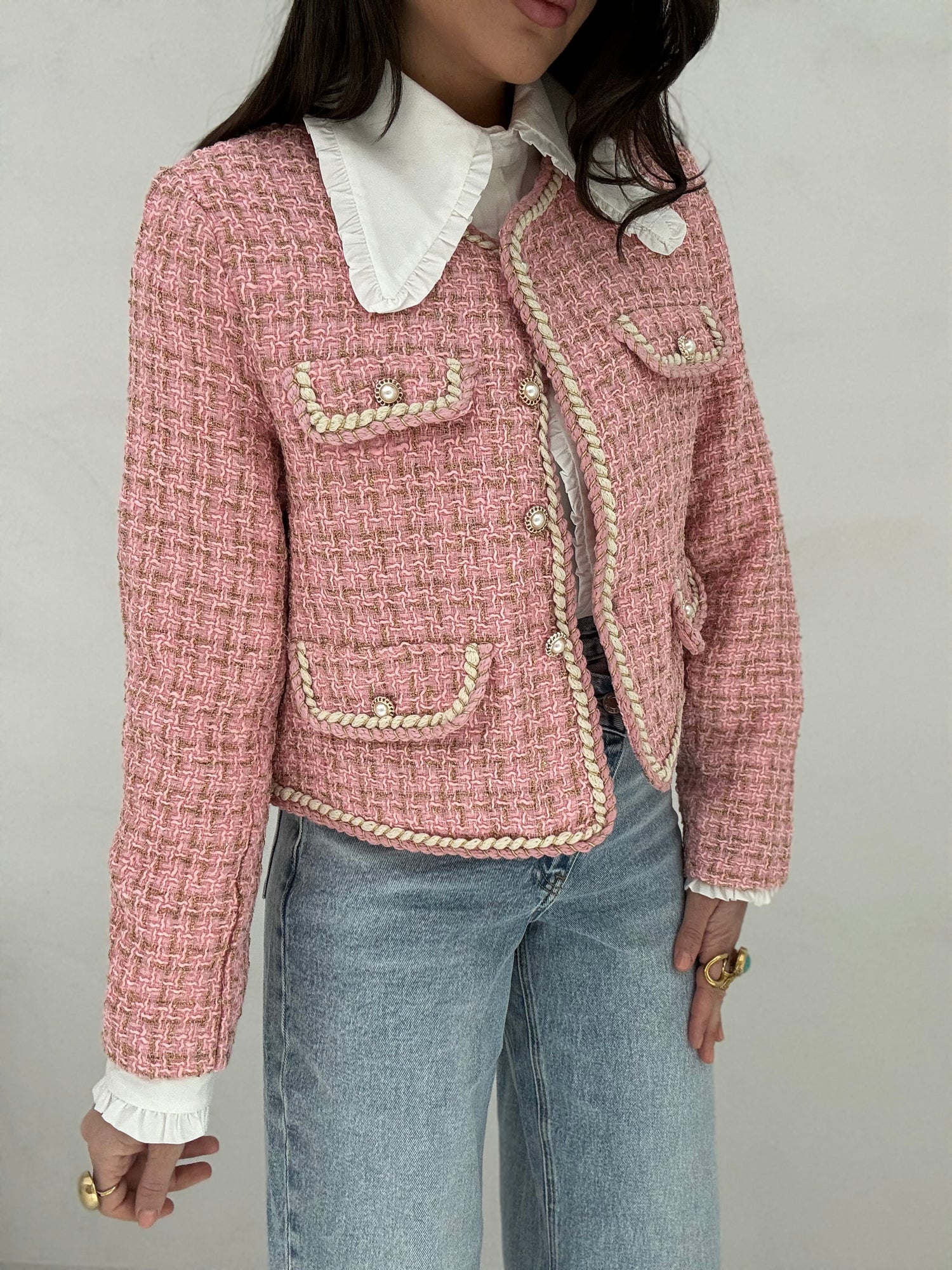 Blazer ‘CORDINO’ in tweed 65%COTONE’ Rosa