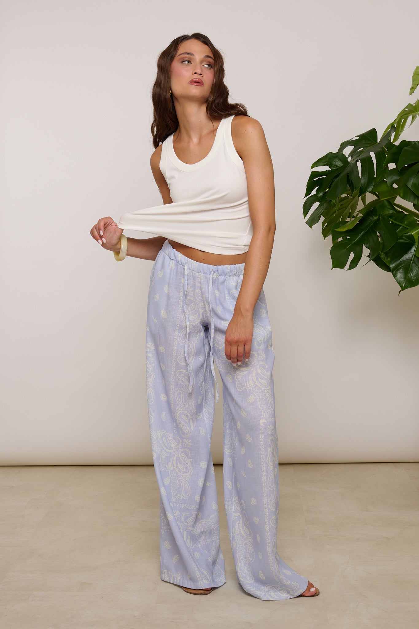 Pantalone ‘FANTASIA BANDANA’ 55%LINO Azzurro