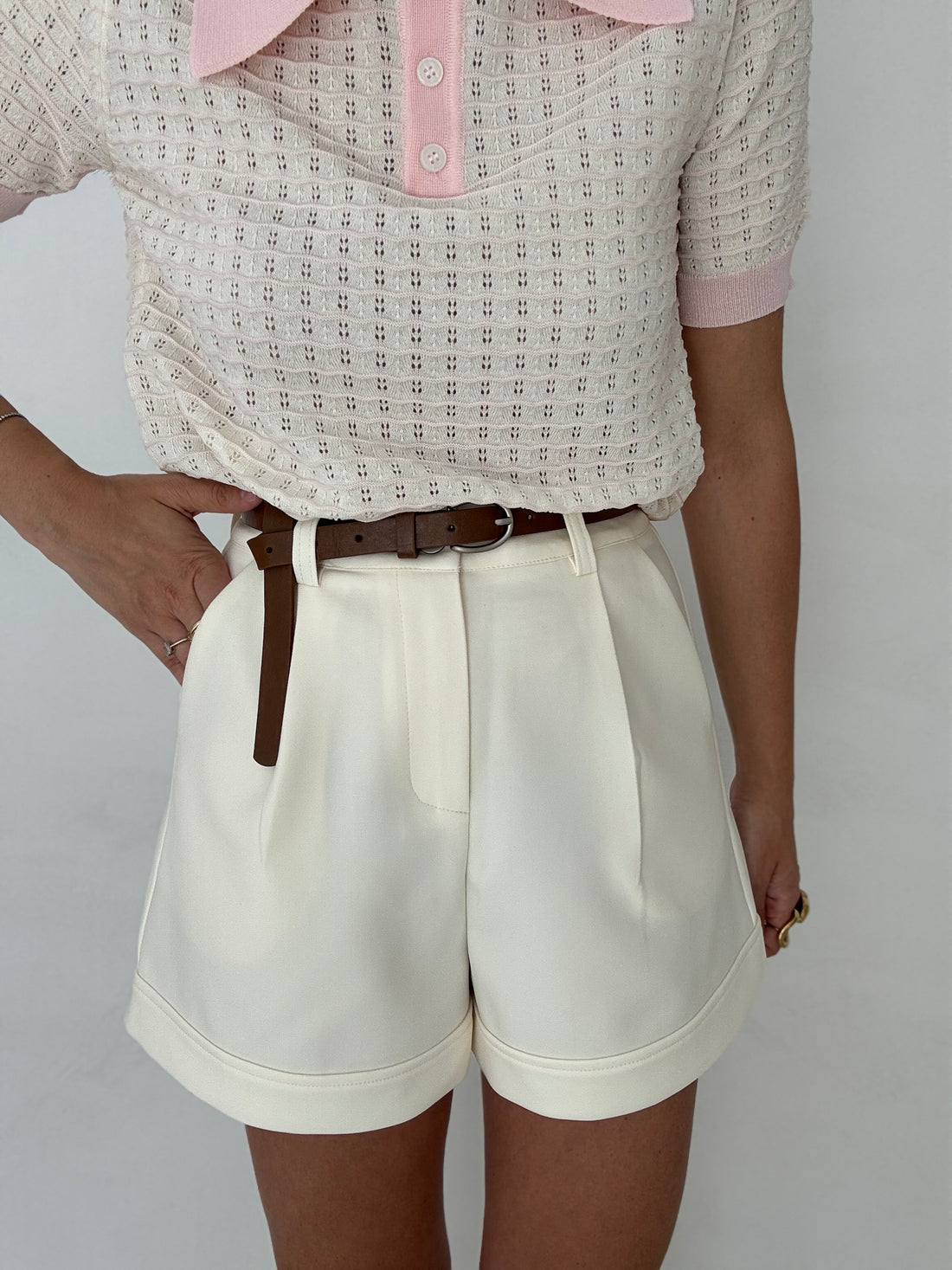 Pantaloncino ‘CLASSIC’ con cintura Panna