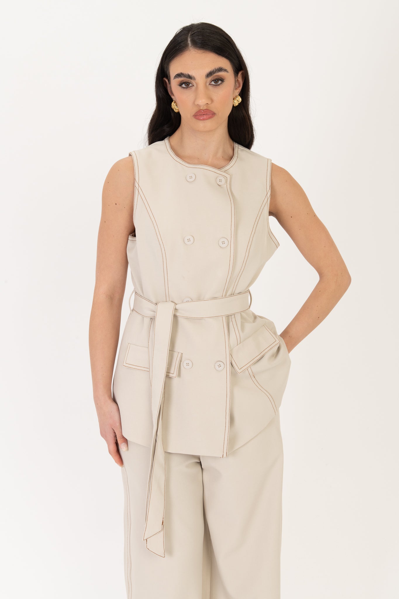 Coordinato ‘GILET+PANTALONE FUSCIACCA’ Panna