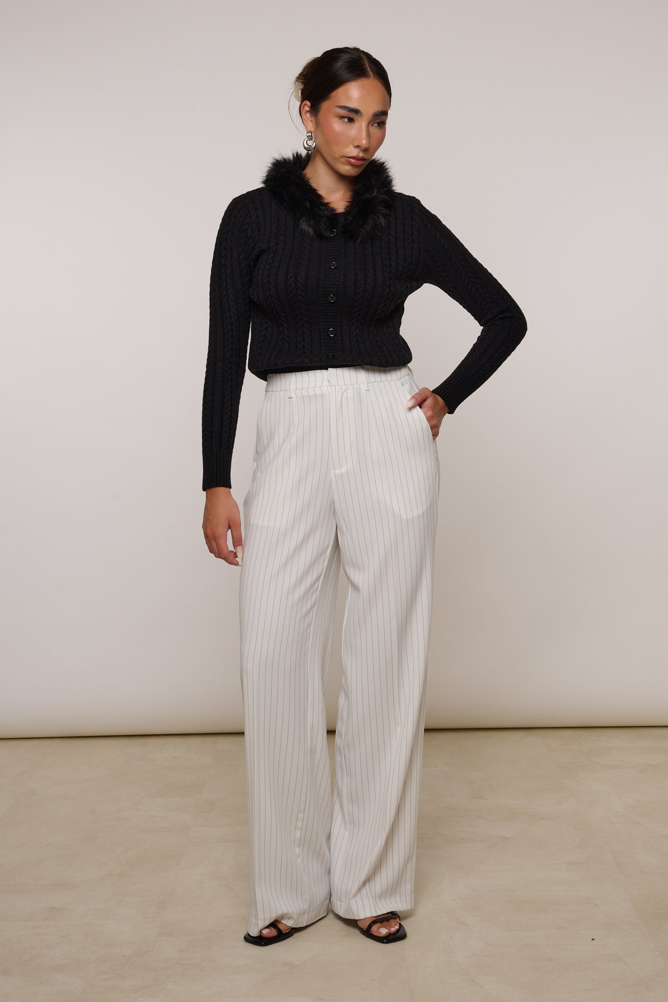 Pantalone ‘GANCETTO’ Gessato Bianco