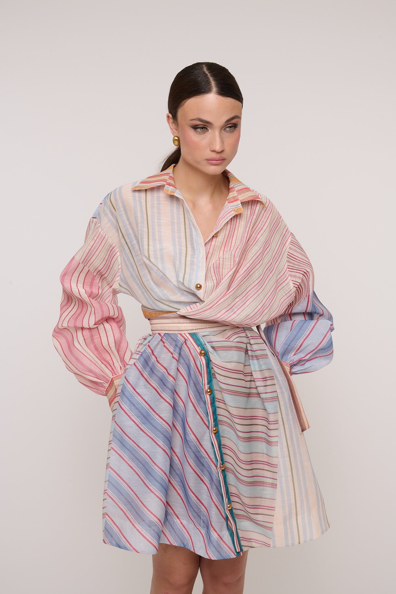 Abito ‘RIGHE MULTICOLOR’ Simil Lino