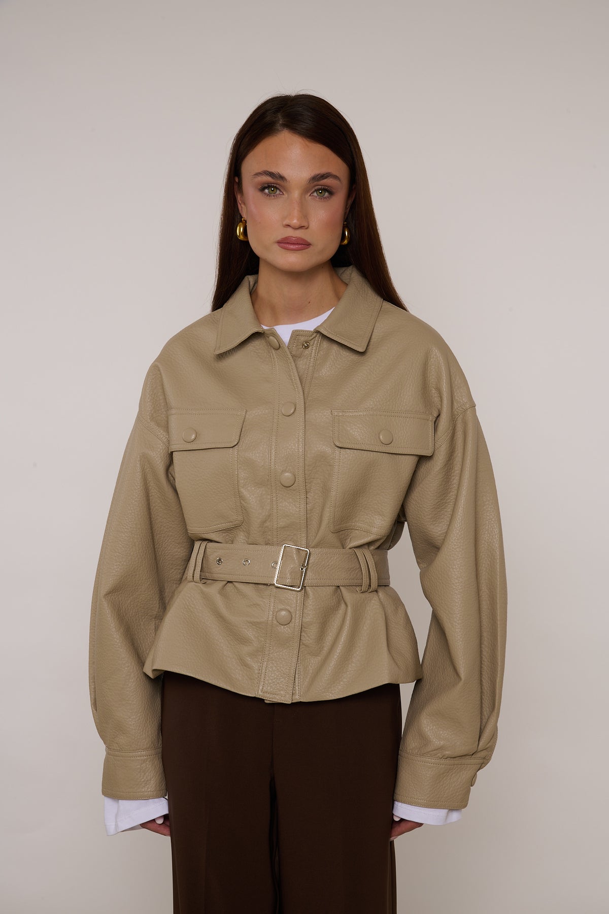 Giacca ‘TASCONI’ Ecopelle Beige
