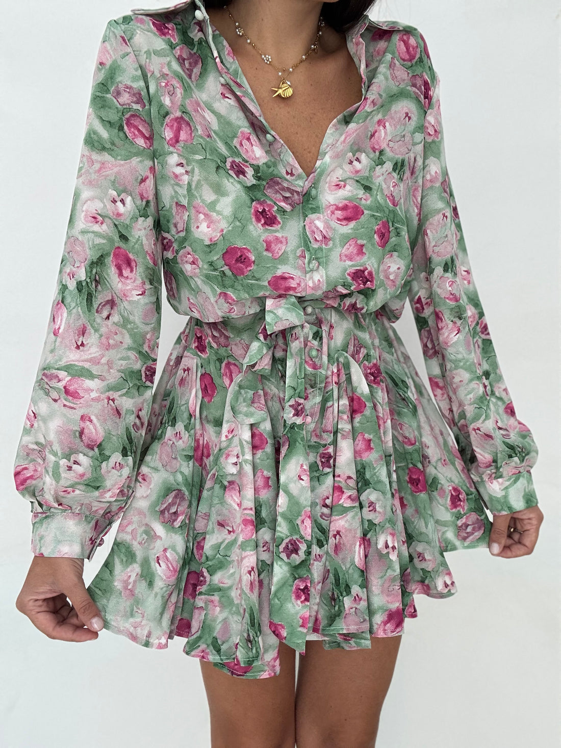 Abito/Camicia ‘FROU FROU’ Fantasia floreale Verde