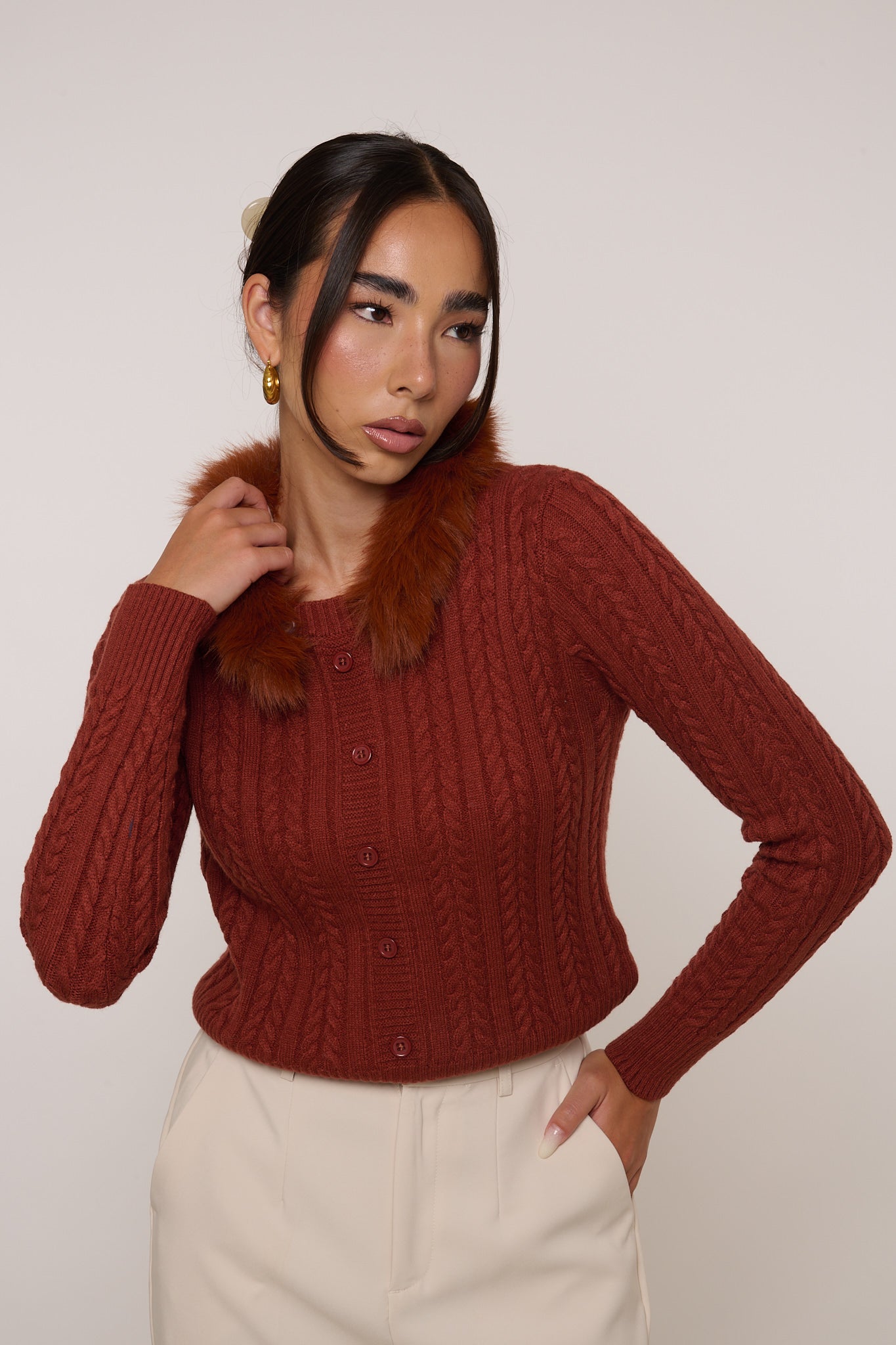 Maglione ‘FINTO CARDIGAN’ Rame