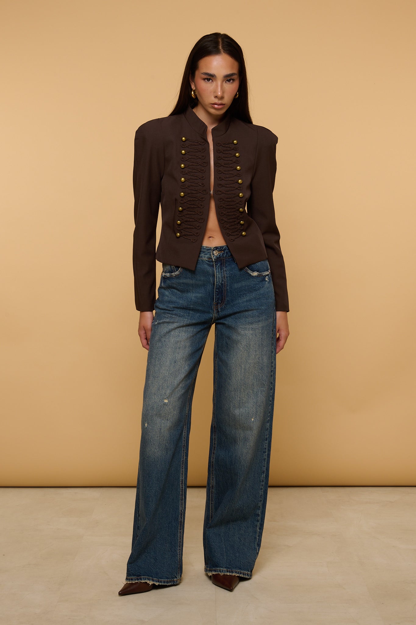 JEANS ‘WIDE LEG’ Denim Scuro Sabbiato