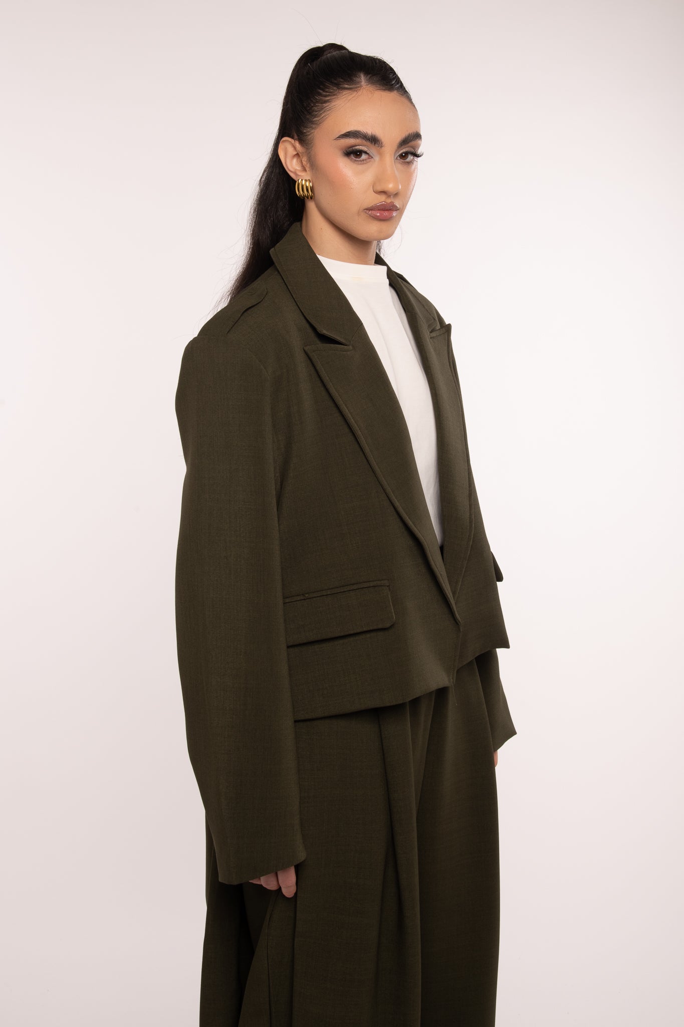 Blazer ‘BROOKLYN’ Crop Verde Militare